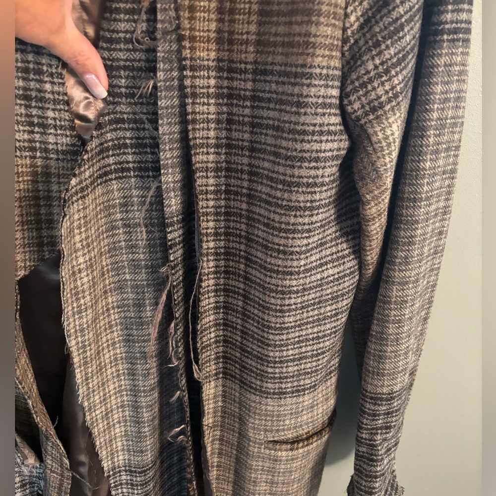 Grizas Plaid Long Coat in Brown and Gray - Picture 5 of 11